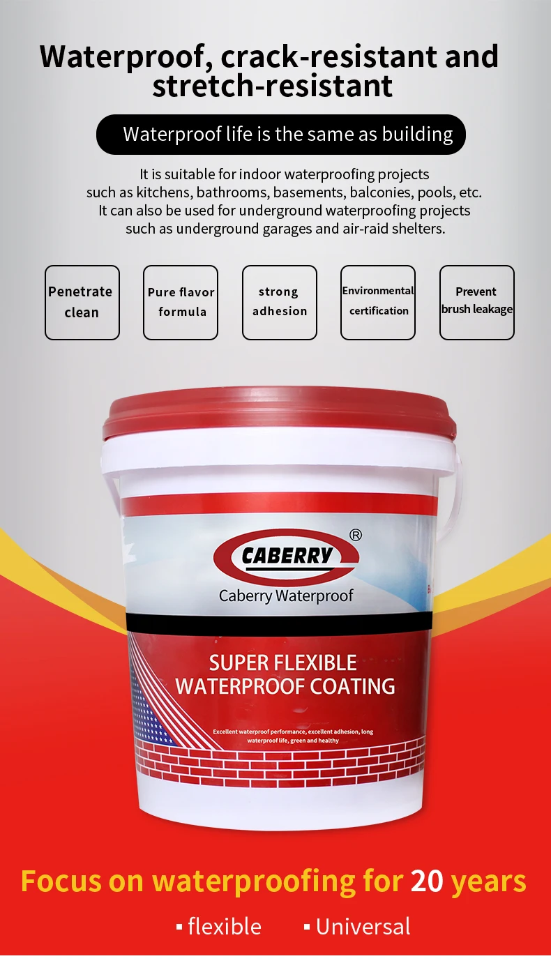 Wholesale Caberry Two Component Super Flexible Cement Roof Waterproof ...