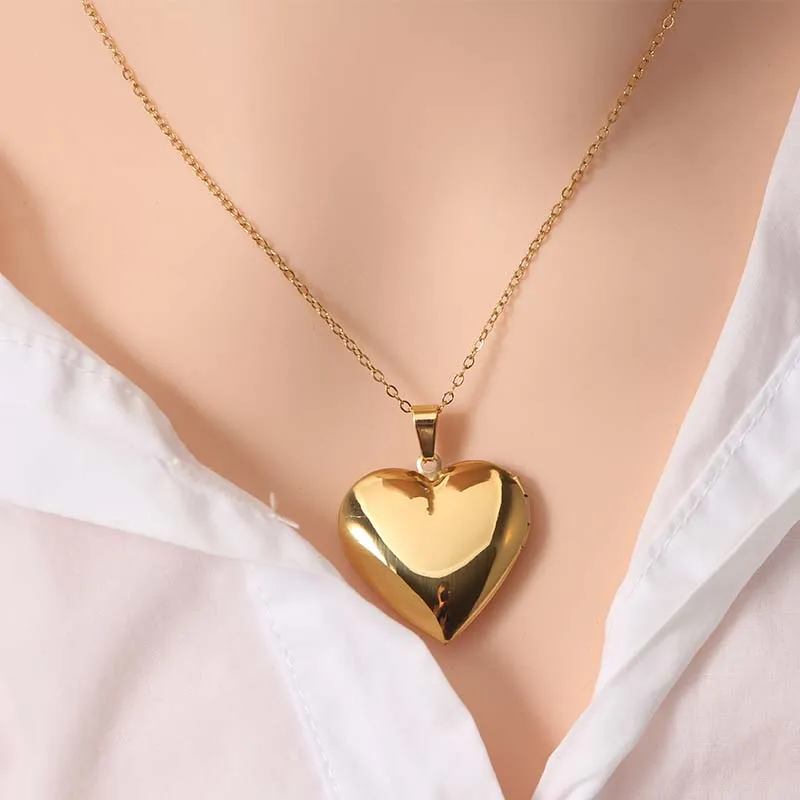 Custom Photo Heart Locket Necklace