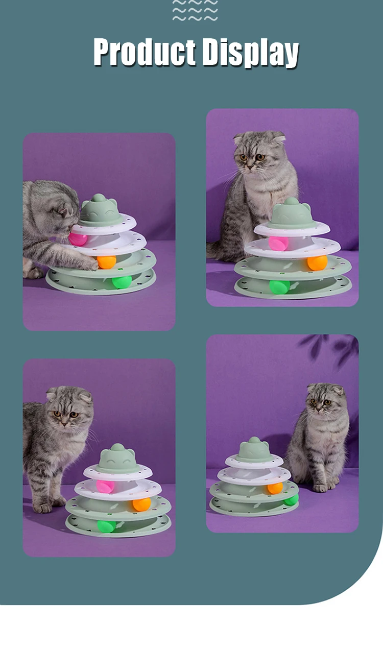 Pet Roller Turntable Cat Toys Balls with Colorful Balls Interactive Fun Mental Physical Exercise Puzzle Cat Toys