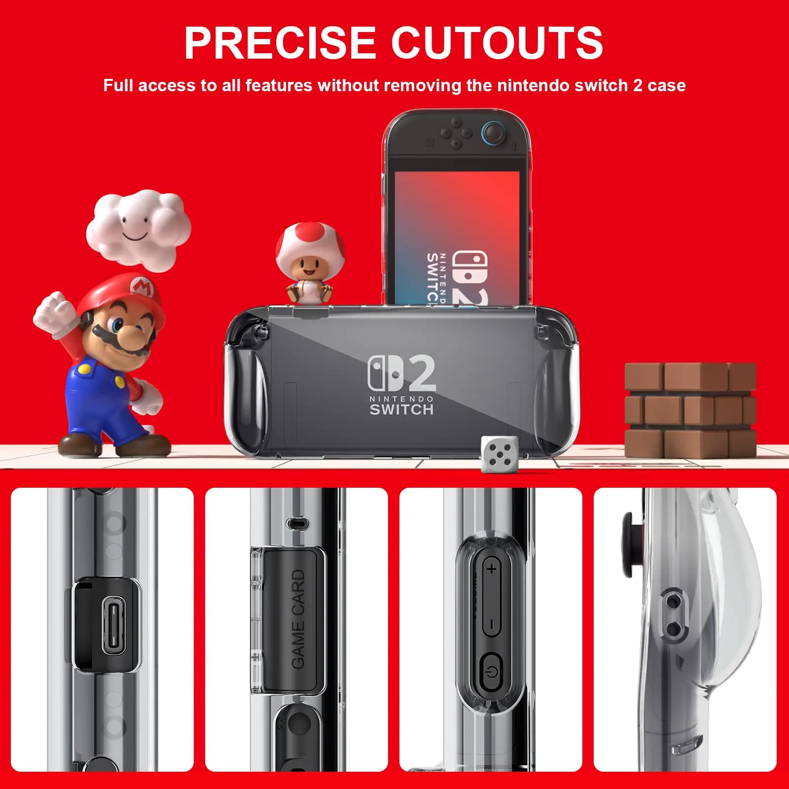product laudtec for switch 2 case 2025 sanyetral premium soft tpu lightweight shockproof clear cover for nintendo-7