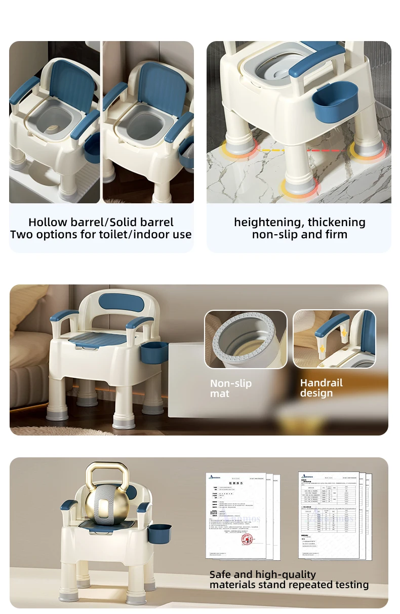 Wannuo Portable Toilet Adults Outdoor Toilet Multifunctional Plastic Portable Toilet With Lid And Armrest details