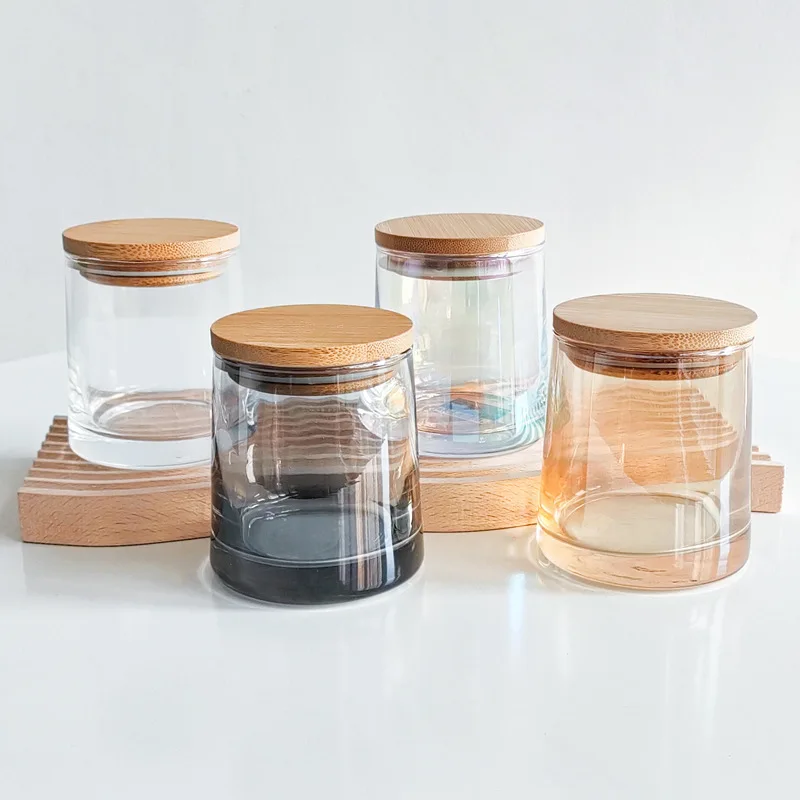 Choice Fun Simple Transparent Stock DIY Candlestick Holder Ornament Ashtray Colorful Sundae Jar Amber Scent Christmas Glass