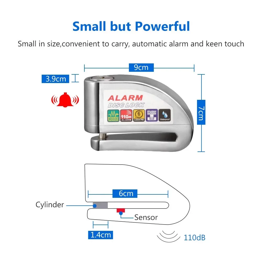 Motorcycle Scooter Wheel Disc Brake Alarm Lock Aluminum Alloy Security Anti-theft Reminder LockBag Spare Bracket Packages supplier