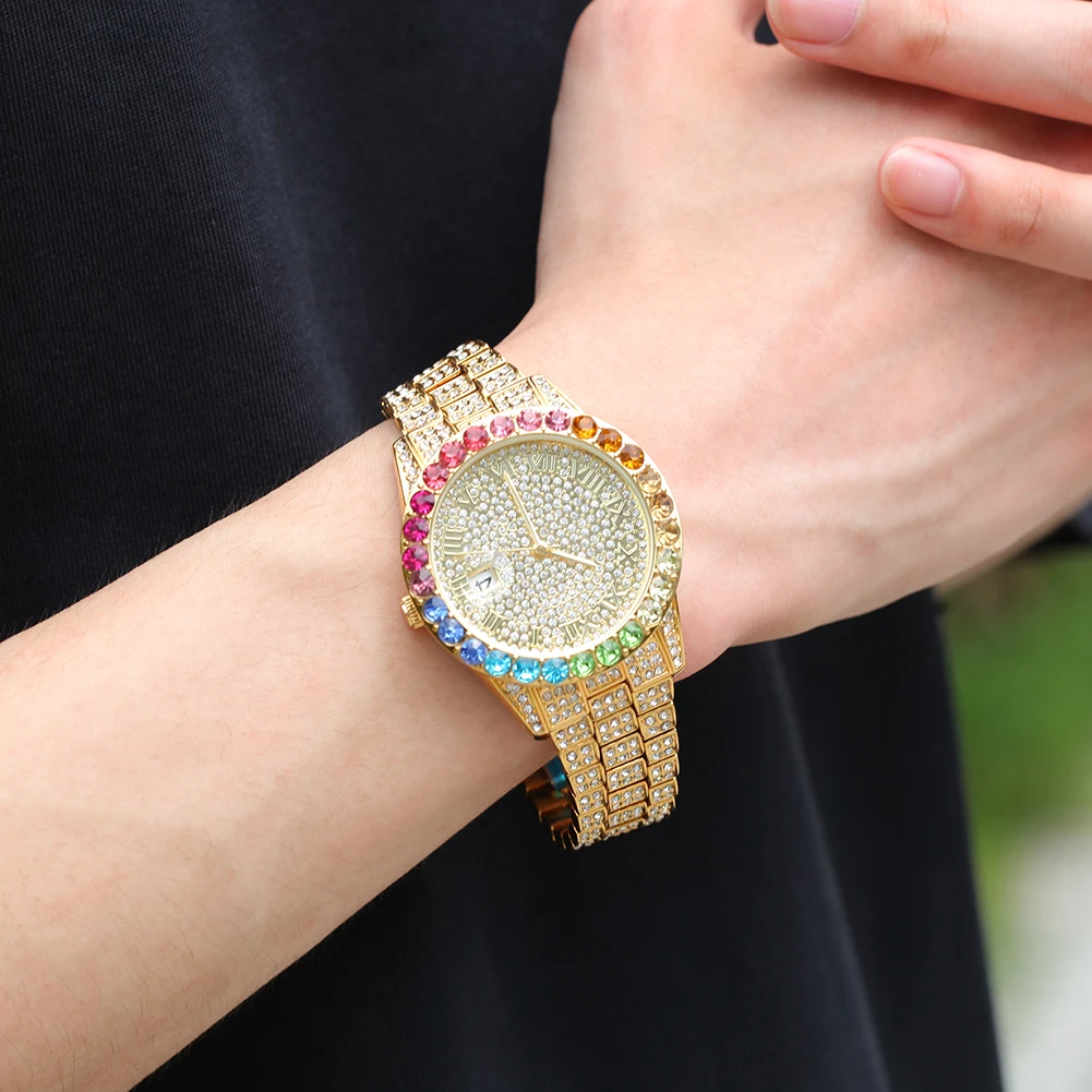 Iced Out Luxury Wrist Watch Ladies Diamond Watches Rhinestones display picture 2