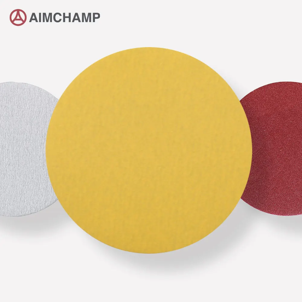 Aimchamp 5inch Without Hole Polishing Sander Paper Yellow Abrasive Disc Manufacturers Sanding Disc