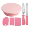 Ensemble de plateau tournant à gâteau 6 pièces [Rose - Emballage en boîte de couleur]