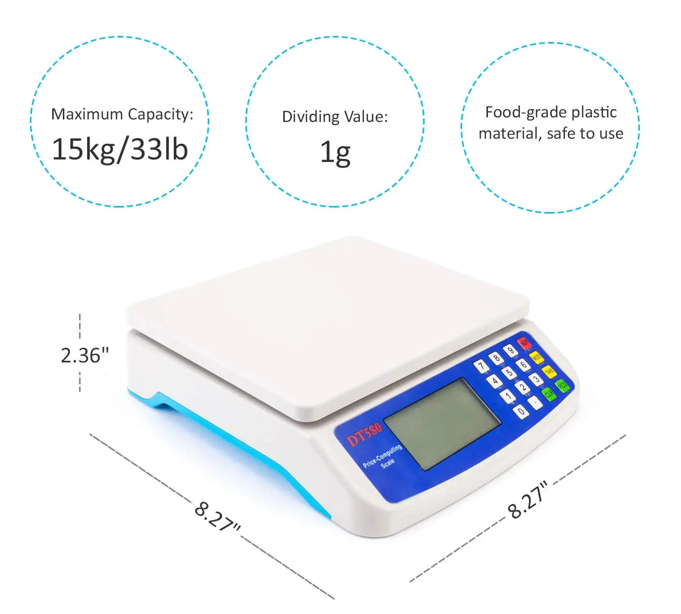 1g Price Scale Weight DT-580 Electronic Precision Digital Platform Scales 15kg 