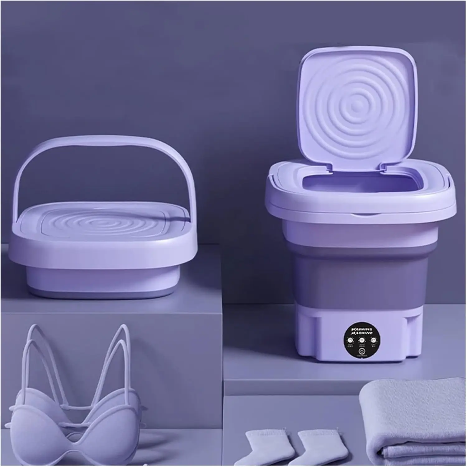Underwear Socks Fully-automatic Electric Foldable Tub Laundry Washer Portable Mini Folding Washing Machine With Spin Dry 8L