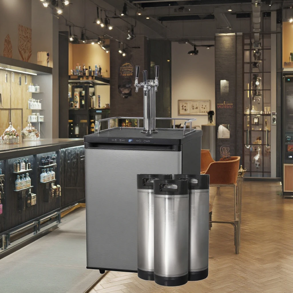 Beer Kegerator Cooler With 3 Taps & Chillsner Beer Chiller - Oem