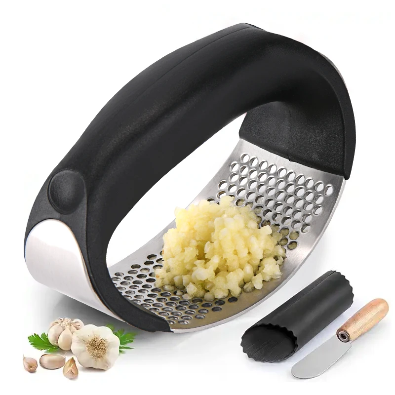 Оптовая продажа, пресс для чеснока, кухонные аксессуары, инструмент, измельчитель чеснока, щетка из нержавеющей стали, измельчитель чеснока