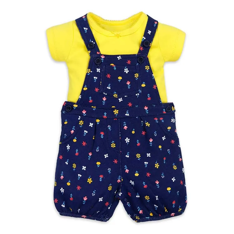 Summer Fashion Cotton Fabric Baby Clothes Set Boys And Girls Overalls