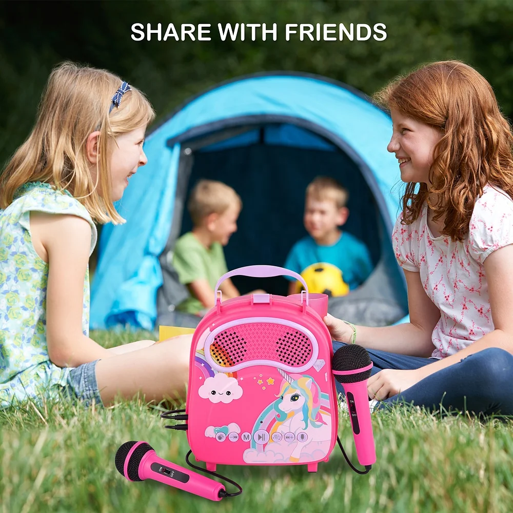 Популярный хит продаж, Беспроводные Usb Tf Проводные микрофоны, динамик, Портативная сумка для переноски, детский караоке с 2 микрофонами