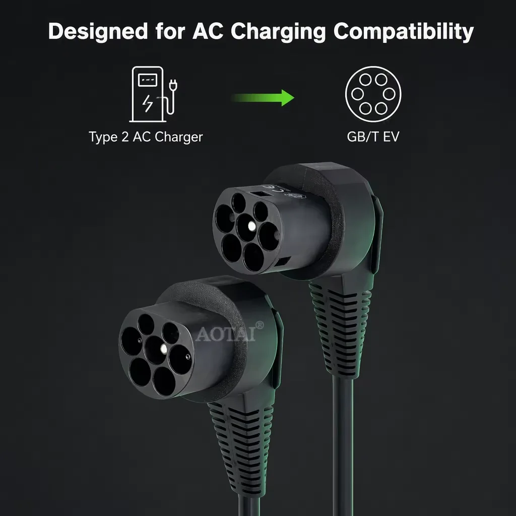 AOTAI Type 2 to GB/T EV Charging Extension Cable Charger for China EVs