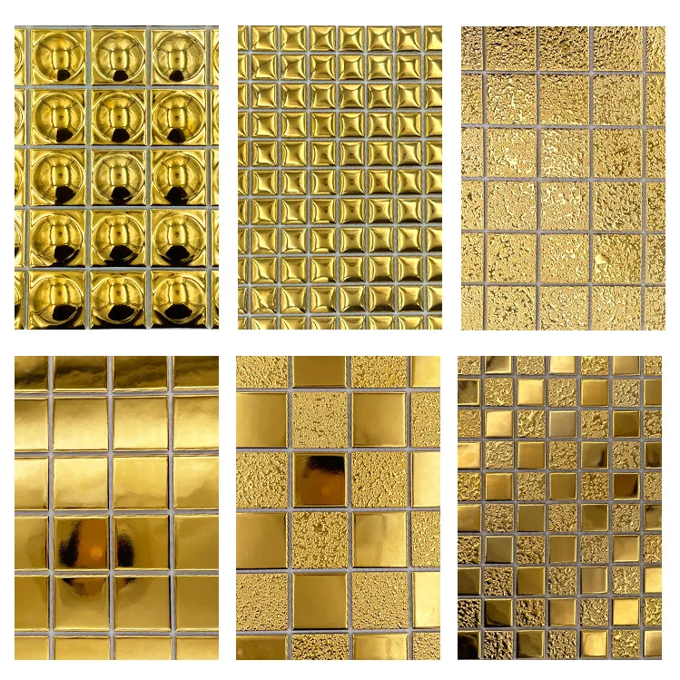 Hot Selling Luxury Gold Mosaic Wall Tile Backsplash Ceramic Mosaic Tile