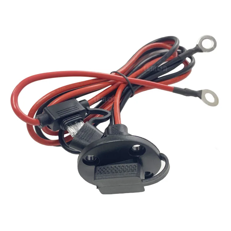 SAE Female Socket to O Ring Terminal With Fuse Holder Extension Cable For Battery Charger