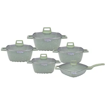 Hot Sale Die Cast Non-stick Aluminum Granite Marble Cooking Pots Frying Pan Saucepan Cookware Set