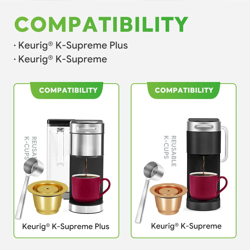 Refillable Reusable Capsule Crema Stainless Steel Coffee Capsule Pod With Reusable Lid Compatible for Nespresso Machines