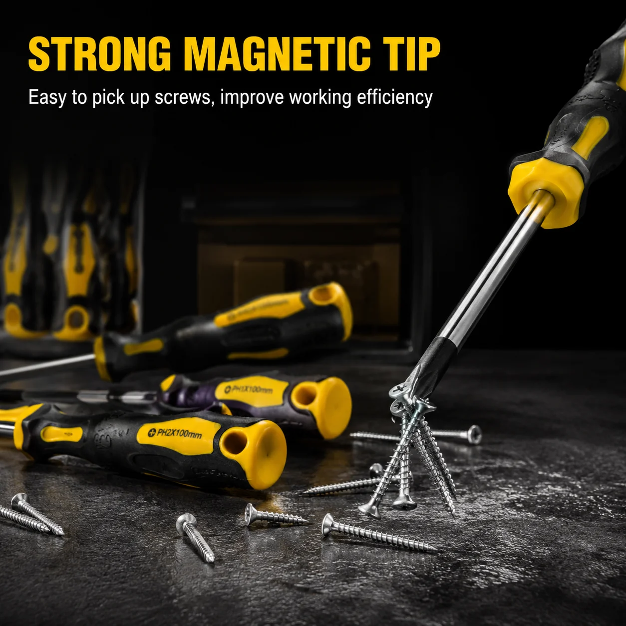 Professional Grade 10PCS Cross Head Magnetic Screwdriver Set Plastic Chrome Vanadium Steel Hand Tools for Industrial Repair - detail 4