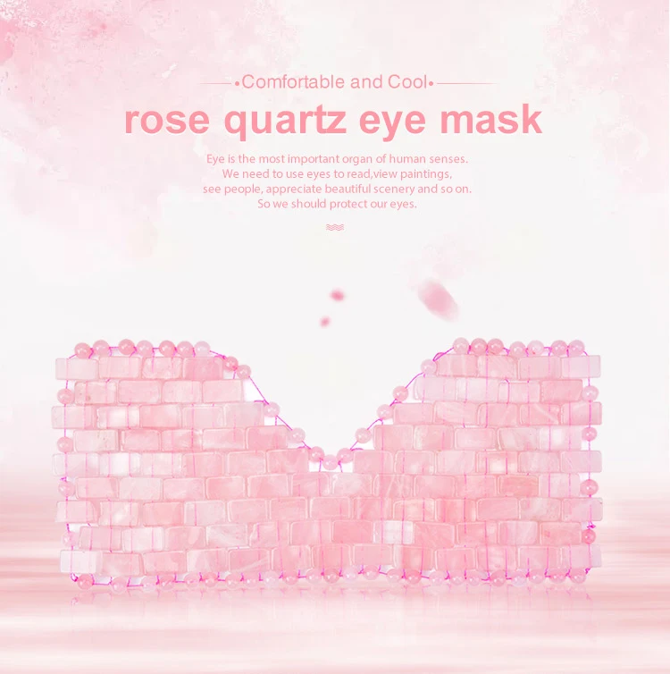 Luxury pink rose quartz sleep jade stone eye mask for diminish puffiness and bags