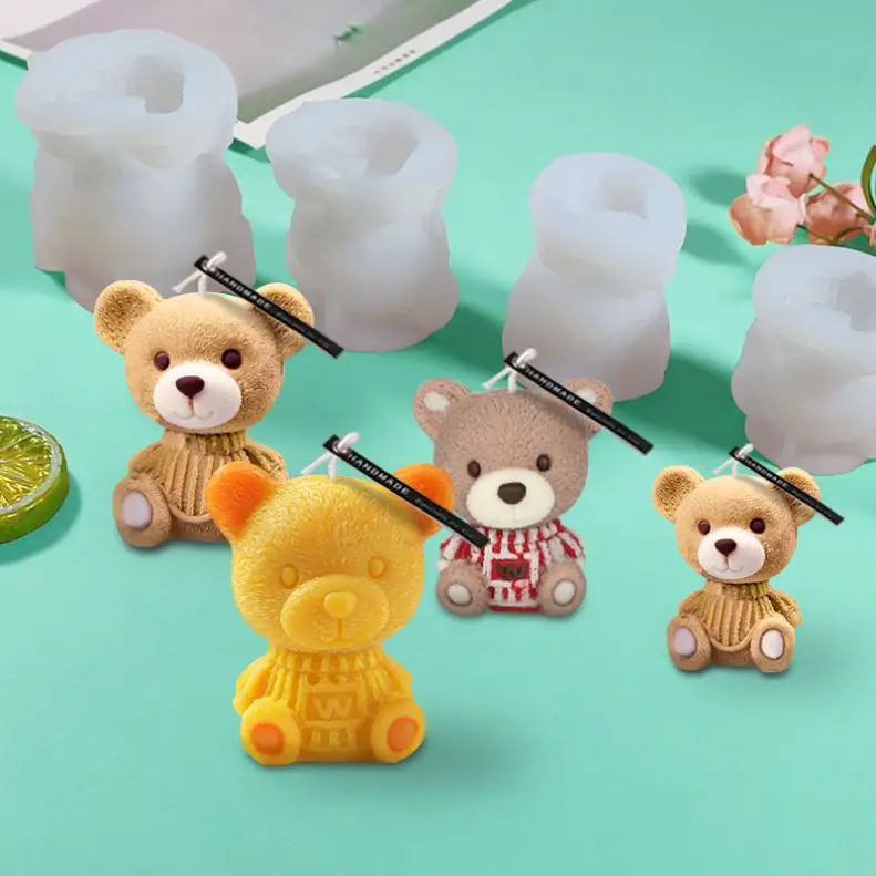 Ice Cube Mold Silicone Cute Animal Ice Cube Mold Abrasive 3D Ice Cube Mold Bear  Mold Silicone Creative Coffee Milk Tea Ice cube