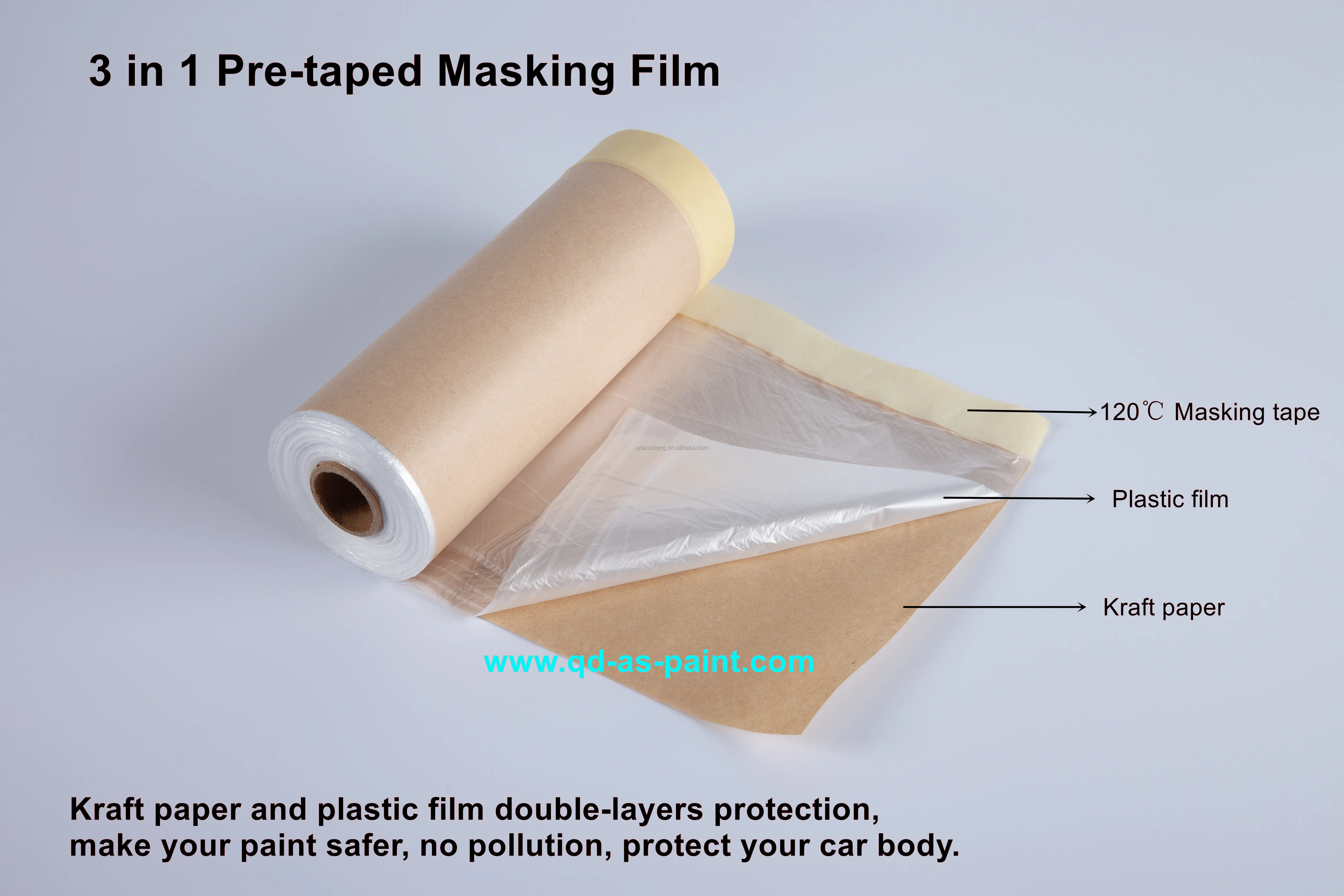 3 In1 Pretaped Auto Paint Masking Protective Plastic Overspray Film