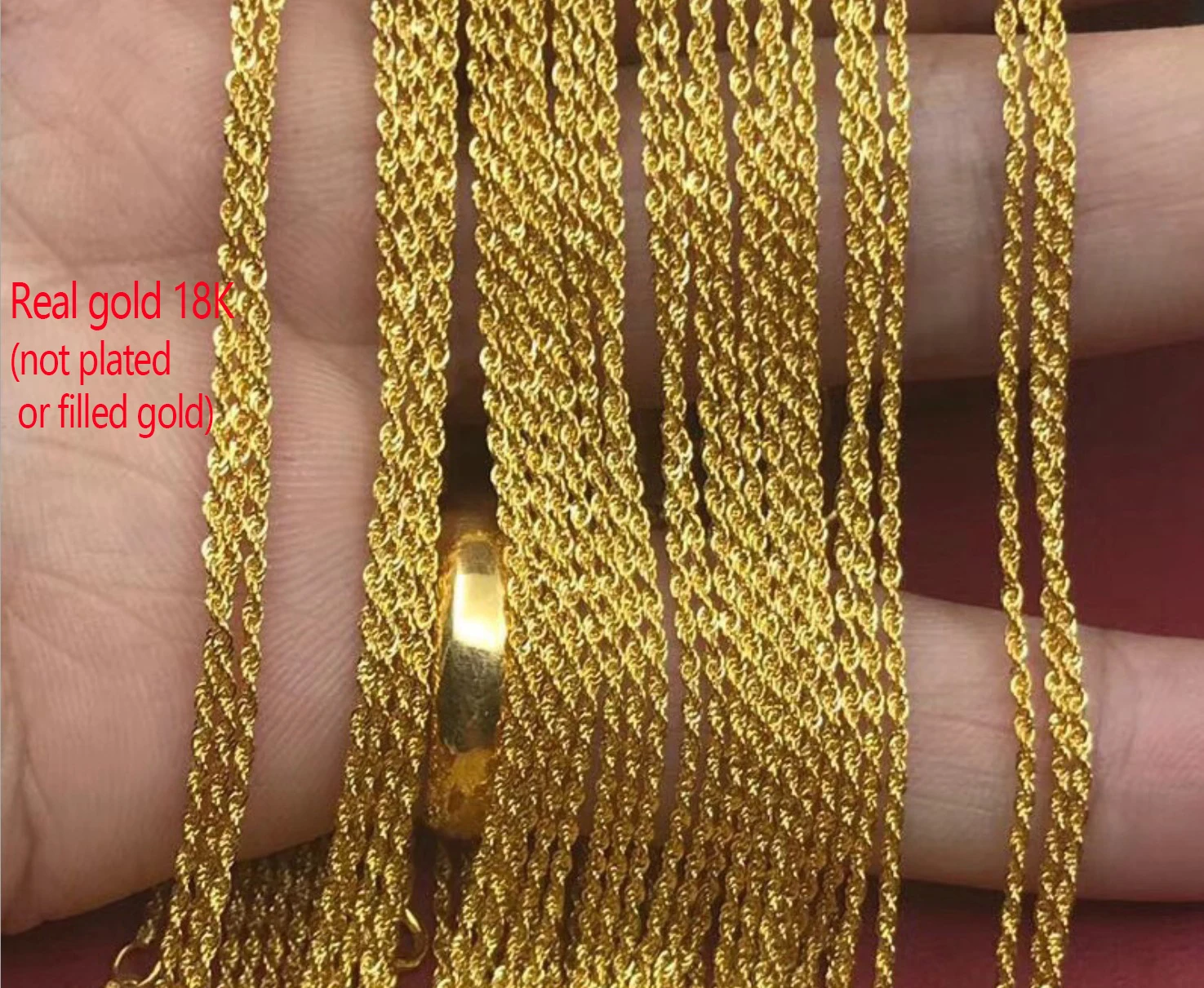 Wholesale Collar de oro puro de 18K, cadena de cuerda de Choke oro From