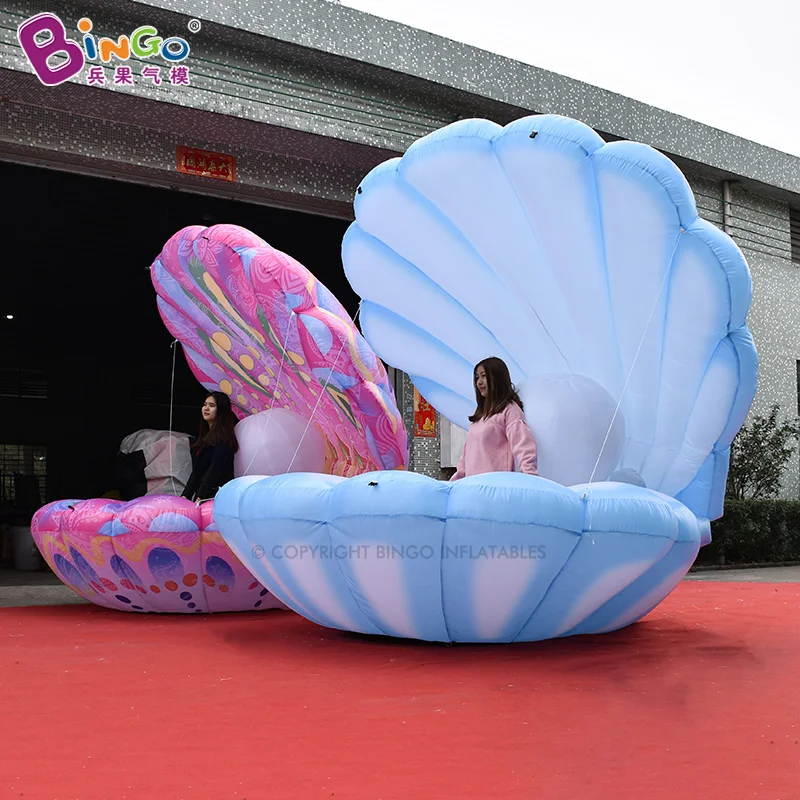 Giant Inflatable Artificial Sea Shell Balloon Wedding Stage Decorative Props Inflatable Seashell with Led Lights