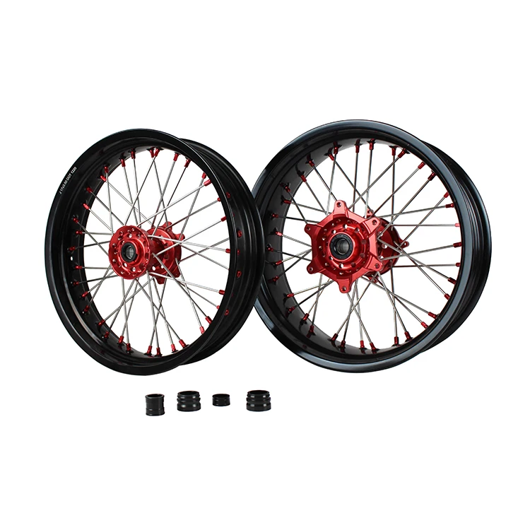 Factory Supply New KXF 17 Inch Aluminum Alloy Dirt Bike Slip Tire Road Racing Supermoto Wheel Set