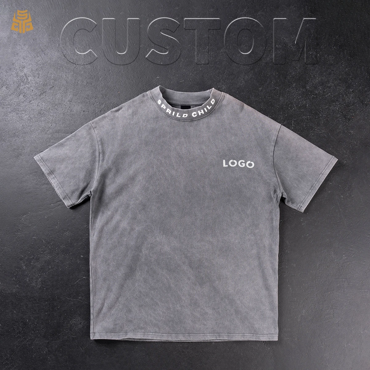 T-shirt personnalisé vintage pour homme à lavage acide 100 % coton, design avec strass et impression sérigraphique, T-shirt streetwear surdimensionné pour homme