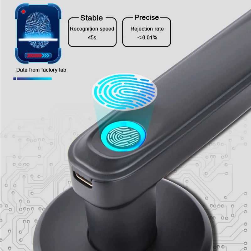 Qleung S607L Classic Black Tuya BLE APP Doorlocks Intelligent Fingerprint Key Smart Door Lock For Apartment Home Inside 2