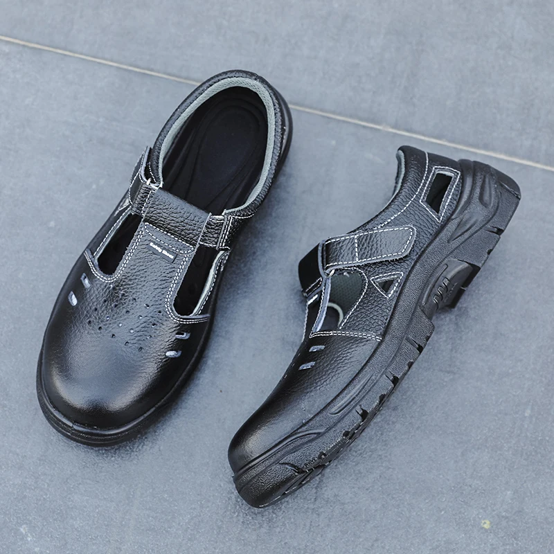 Good Price China Mens Safety Metal Toe Protection Sandals Shoes Embossed  Cowhide Rubber Sole Puncture Proof Work Shoes