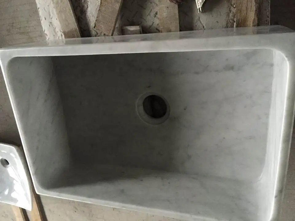 Глубокая раковина из белого мрамора для ванной комнаты раковины