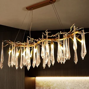 New Design Pendant Lamp Restaurant Hotel Led Branch K9 Crystal Chandelier for Living Room