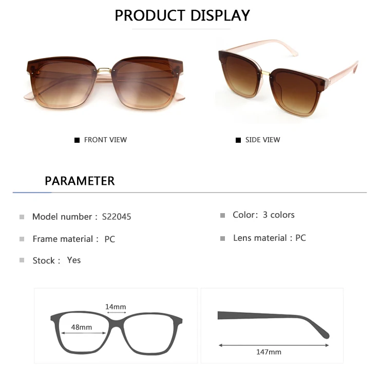 EUGENIA  Custom Logo Cheap Price Flat Frame Clear Color Ocean Lens Stylish Sunglasses