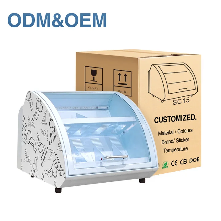 Meisda SC15 Mini Cheese Display Cooler 15L Small Showcase Mini Refrigerator White Standard Flat Promotional Chocolate Fridge