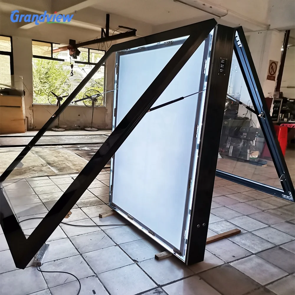 Алюминиевый профиль Внешняя рамка закаленное стекло панель прокрутка стенд Лайтбокс
