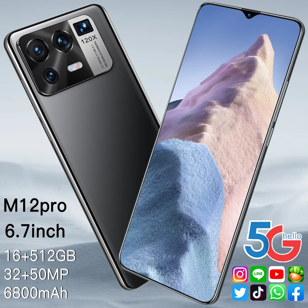 Глобальная версия смартфона высокого качества MI M12 Pro мобильные телефоны 4G 5G сеть 512 ГБ Оригинальный разблокированный Android телефон Android 11
