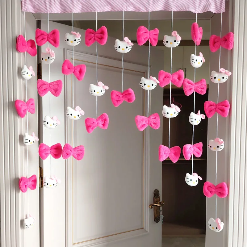 Kt cat Non-Perforated Hanging Curtain High Color Value Bow Curtain Wall Decoration Partition Home Decor