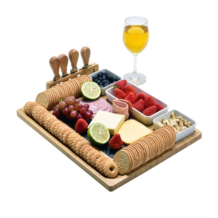 Tabla De Queso Charcuterie Food Serving Plates Rectangle Slate Cheese