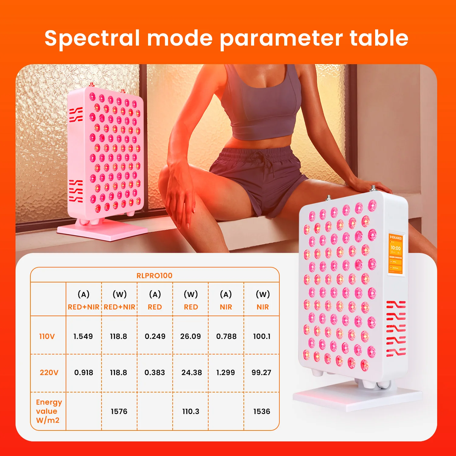Standing & Desktop Infrared Light Therapy Machine with 8 Wavelength Half Body Home Use Spa Room Red Light for Face Pain Relief
