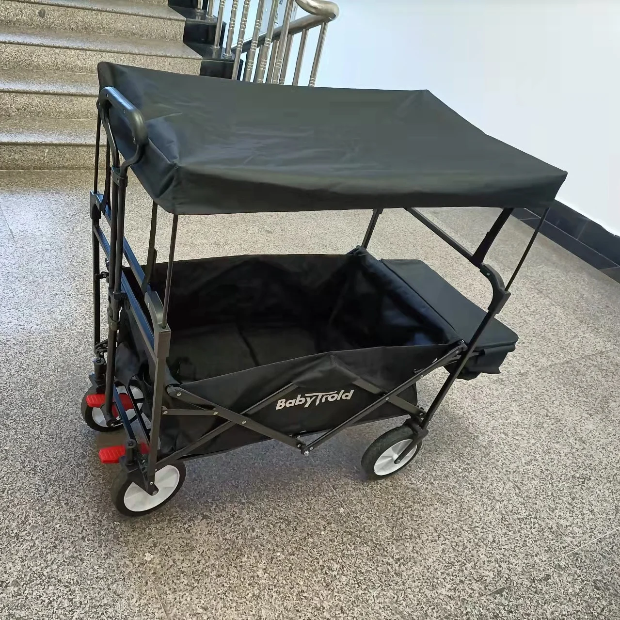 Collapsible Utility Wagon Beach Garden with Canopy Wheel Brake Push Handle Manufacturer Factory Supplier mac Sports