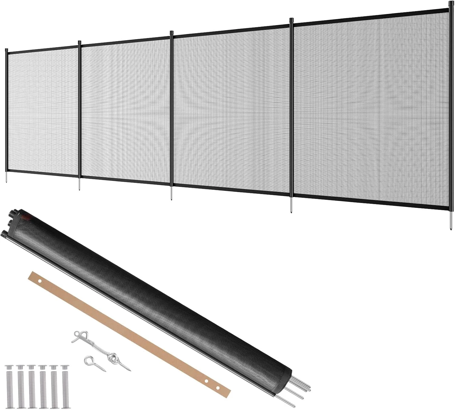4FT Child Safety Barrier Removable Mesh Pool Fence with Aluminum Poles for Swimming Pools and Decks-PE Material details