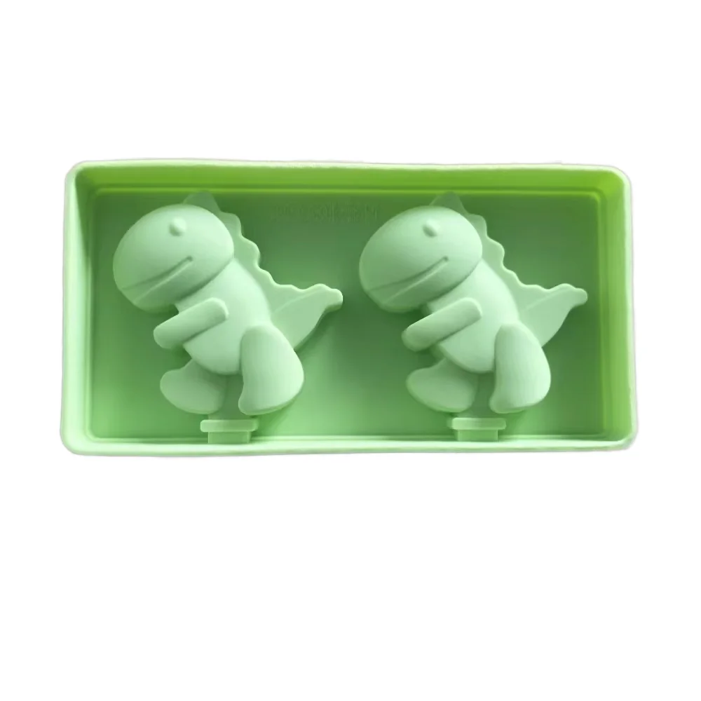 Eco-Friendly Silicone Ice Cube Tray Small Cartoon Dinosaur with Lid Cube Shape Popsicle Mold for Making Ice Cubes