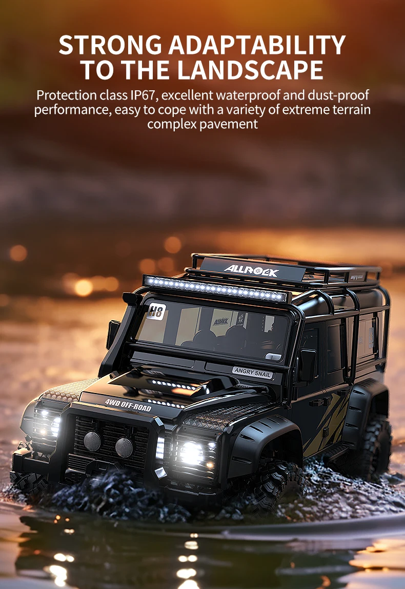 MJX H8H+ RC Car 1/8 4WD 3970 Brushless 8CH Remote Control Toys Climbing Off-Road Truck Aluminum Alloy Parts 80A ESC 35KG Servo