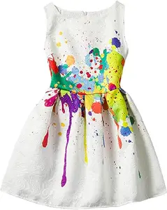 Wholesale Summer Kids Casual Painting Butterfly Rose Animal Fall Sleeveless Girls Dress