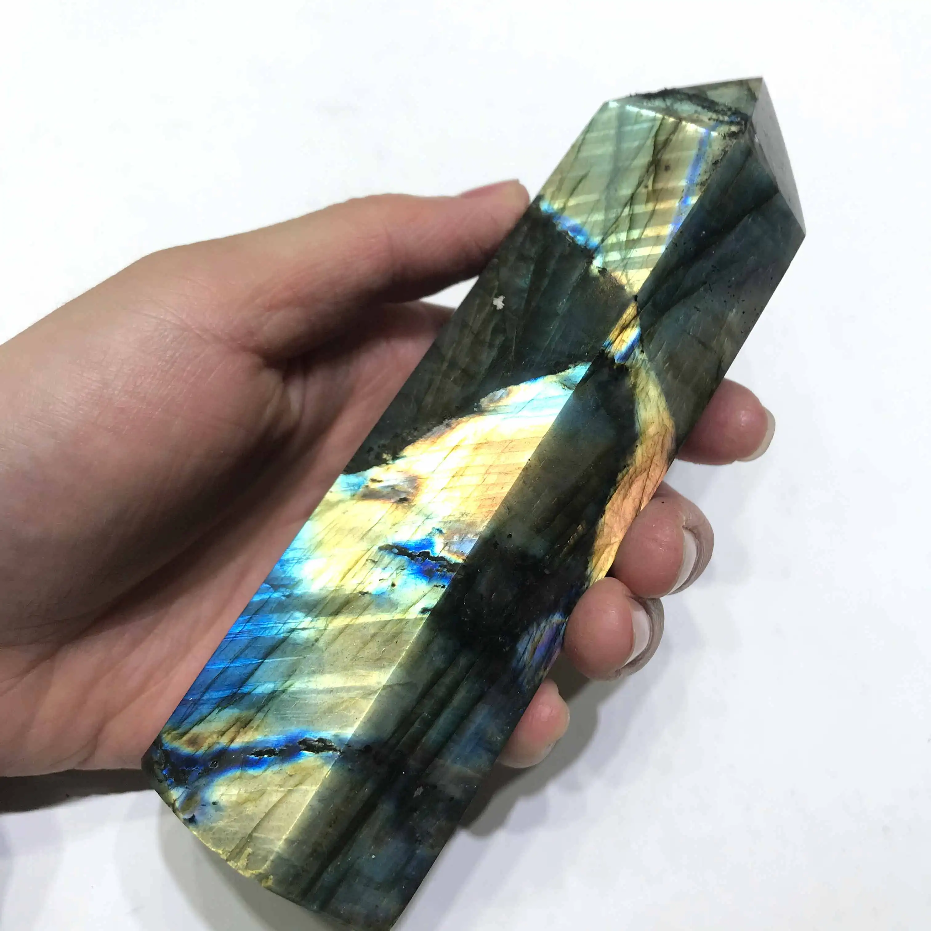 wholesale large natural high quality golden blue flash