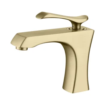 Bathroom Sink Faucet, Gold Single Handle One Hole Deck Mount Lavatory Modern Vanity Sink Faucets, Hot and Cold Basin Mixer Tap