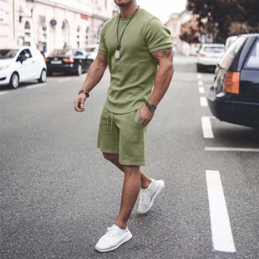 New Summer Men 2pc Set Sporting Suit Short Sleeve T Shirt And Shorts ...