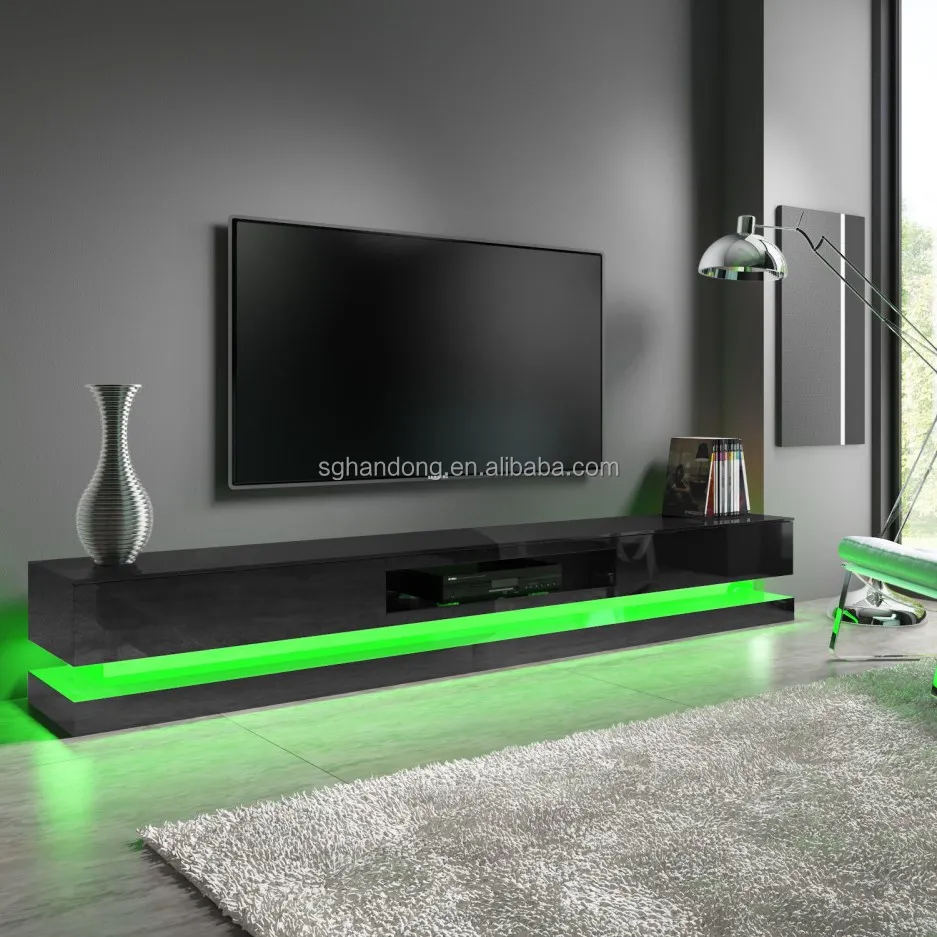 Modern Led Black Long Tv Stand Design Lcd Tv Showcase Designs ...