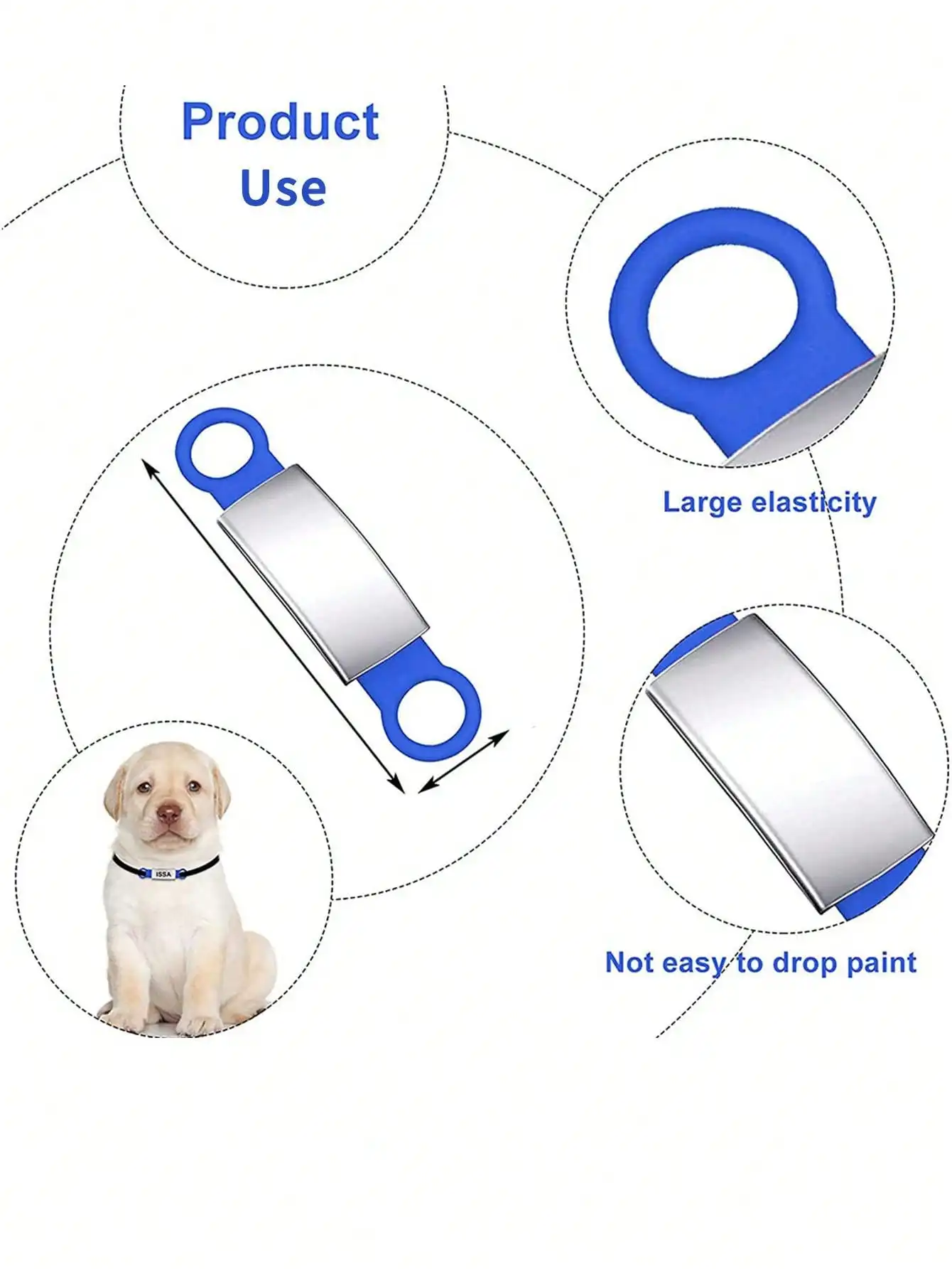 Blank Slide on Silent Pet ID Tags Blank S/M/L Pet Collar Tag Stainless  Steel Silicone Dog Cat Pet Name Tag
